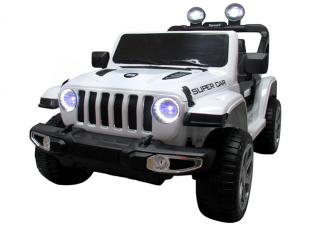 Terénne elektrické autíčko Megacar JEEP XM4 4x4 veľký s USB, MP3, 4 x 35 W, 12V, diaľkové ovládanie, biela (detské elektrické autíčko )