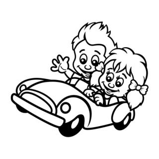 Samolepka autíčko so súrodenci na auto a motorku, tuning nálepka (22618)