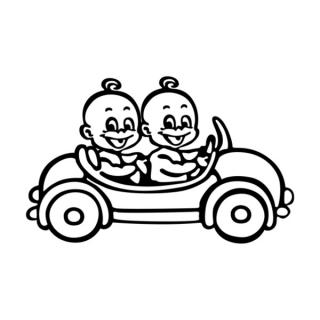 Samolepka bábätka v autíčku na auto a motorku, tuning nálepka (3413)