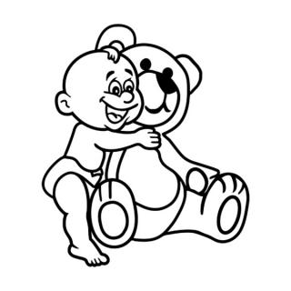 Samolepka bábätko s medvedíkom na auto a motorku, tuning nálepka (2527)