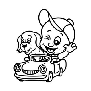 Samolepka chlapček s psíkom na auto a motorku, tuning nálepka (22486)