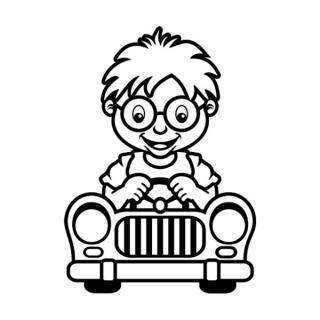 Samolepka chlapček v autíčku na auto a motorku, tuning nálepka (22147)