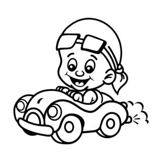 Samolepka chlapček v autíčku na auto a motorku, tuning nálepka (22382)
