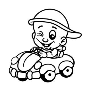 Samolepka chlapček v autíčku na auto a motorku, tuning nálepka (22467)