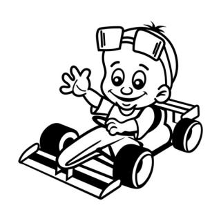 Samolepka chlapček vo formuli na auto a motorku, tuning nálepka (22443)