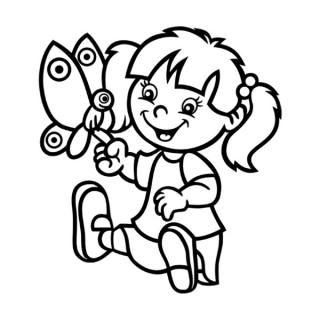 Samolepka dievčatko s motýľom na auto a motorku, tuning nálepka (4537)