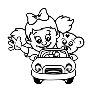 Samolepka dievčatko v autíčku na auto a motorku, tuning nálepka (22389)