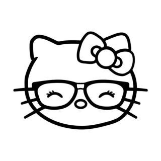 Samolepka Hello Kitty s okuliarmi na auto a motorku, tuning nálepka (2266)