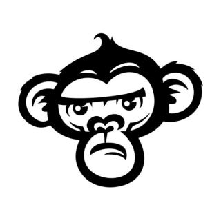 Samolepka hlava šimpanza na auto a motorku, tuning nálepka (2923)