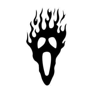 Samolepka hořící maska na auto a motorku, tuning nálepka (3243)