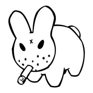 Samolepka králik s cígom na auto a motorku, tuning nálepka (5533)