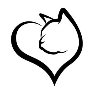 Samolepka mačka v srdci na auto a motorku, tuning nálepka (2389)