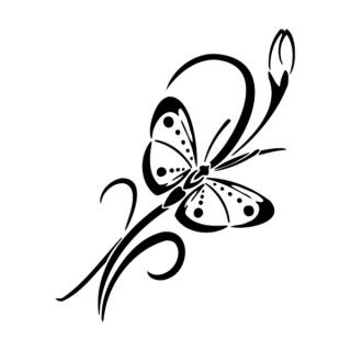 Samolepka motýľ na kvete na auto a motorku, tuning nálepka (3477)