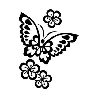 Samolepka motýlik s kvetinami na auto a motorku, tuning nálepka (25200)