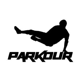 Samolepka parkour skok s nápisom na auto a motorku, tuning nálepka (25172)