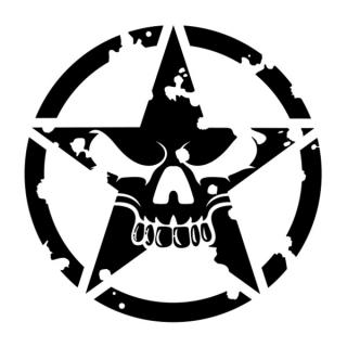 Samolepka pentagram s lebkou na auto a motorku, tuning nálepka (5288)