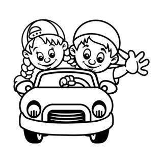 Samolepka súrodenci v autíčku na auto a motorku, tuning nálepka (22412)