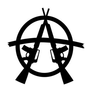 Samolepka symbol anarchy gun na auto a motorku, tuning nálepka (2676)