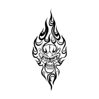 Samolepka tattoo lebka s plameňmi na auto a motorku, tuning nálepka (3258)