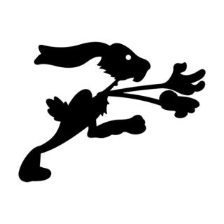 Samolepka zajac na úteku na auto a motorku, tuning nálepka (2874)