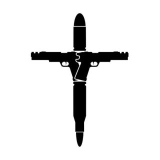 Samolepka zbrane v tvare kríža na auto a motorku, tuning nálepka (2326)