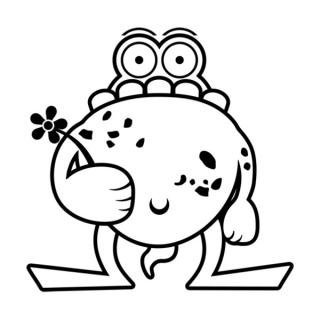 Samolepka zubatá žaba s kvetinou na auto a motorku, tuning nálepka (2578)