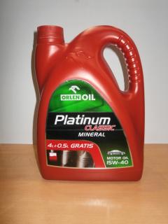 Olej Orlen 15W 40 4,5L  (Orlen Oil Platinum Classic 15W40 4 + 0,5 L zdarma)