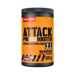 Body Attack Pre-Workout Booster 3.1 600 g předtréninková směs s kofeinem Varianta: Černý rybíz