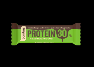 Bombus Protein 30% 50 g dvouvrstvé tyčinky s vysokým obsahem bílkovin Příchuť: Hazelnut Cocoa