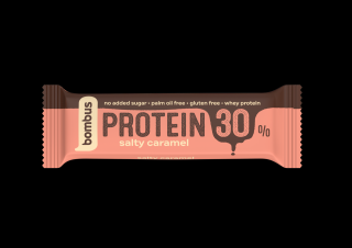 Bombus Protein 30% 50 g dvouvrstvé tyčinky s vysokým obsahem bílkovin Příchuť: Salty Caramel