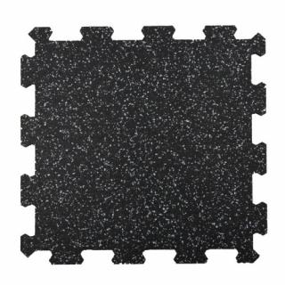 Fitness puzzle podlaha 50 x 50 cm, 20 a 15 mm Barva: Černá s příměsí bílé, Velikost: 500 x 500 x 16 mm