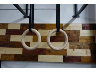 Gymnastické kruhy Povrchová úprava: Bez povrchové úpravy, Typ kruhů: Malé, Velikost  a barva popruhů: 25 mm, 5m