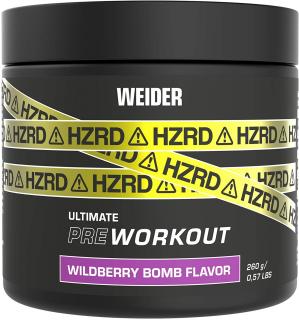 Weider HZRD Ultimate PreWORKOUT 260g prášková forma silně stimulační a vasodilatační předtréninková směs Varianta: Wild Berry