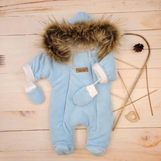 Zimná kojenecká kombinéza modrá kožušinka