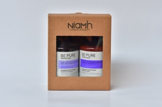 Niamh Be Pure Protective sada (Darčekový balíček obsahujúci šampón 500 ml a masku 500 ml. Pre vlasy po chemických procesoch (farbenie a odfarbovanie). Obsahuje organický extrakt z granátového jablka a nechtíka lekárskeho.)