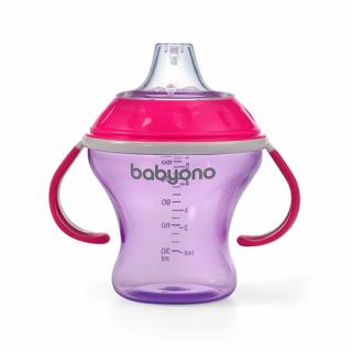 Babyono - Hrnček netečúci s mäkkým náustkom NATURAL NURSING 180 ml Ružový