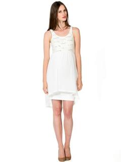 Love2wait Biele tehotenské šaty s flitrami a čipkou, veľkosť S/36
