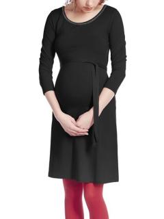 Queen Mum Tehotenské šaty na zimu čierne s kamienkami, veľkosť S/36