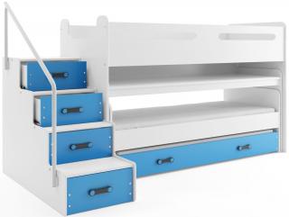 Detská multifunkčná posteľ s prístelkou a vysúvacím stolom MAX 1 200x80 biela Modrá