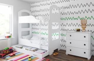 Detská poschodová posteľ JANEK 180x80 Biela, Áno, s úložným priestorom