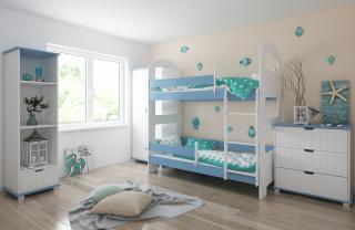 Detská poschodová posteľ JANEK II 180x80 Modrá, Nie, bez úložného priestoru