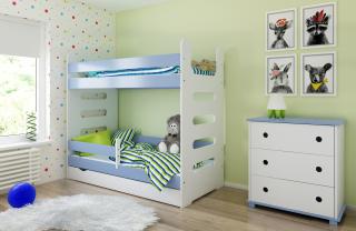 Detská poschodová posteľ MATI 180x80 Modrá, Áno, s úložným priestorom