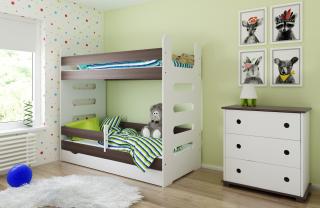Detská poschodová posteľ MATI 180x80 Orech, Áno, s úložným priestorom