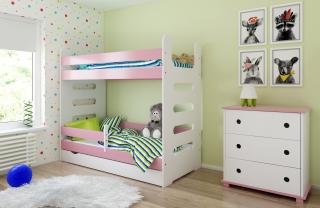 Detská poschodová posteľ MATI 180x80 Růžová, Áno, s úložným priestorom