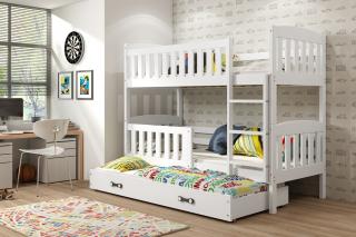 Detská poschodová posteľ s prístelkou KUBUS biela Biela, 190x80 cm
