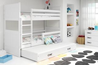 Detská poschodová posteľ s prístelkou RICO biela Biela, 190x80 cm