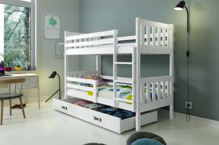 Detská poschodová posteľ s úložným priestorom CARINO 190x80 biela Biela