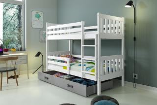 Detská poschodová posteľ s úložným priestorom CARINO 190x80 biela Grafit