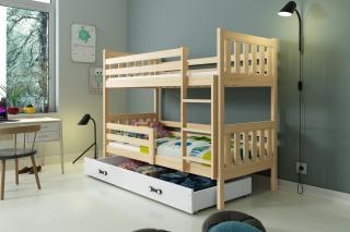 Detská poschodová posteľ s úložným priestorom CARINO 190x80 borovica Biela