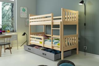 Detská poschodová posteľ s úložným priestorom CARINO 190x80 borovica Grafit